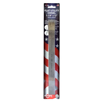 11/8 Inch x 12 Inch Flat Utility Chisel Carded 1