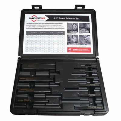 10 PC Bolt Extractor Set in Case SAE 1
