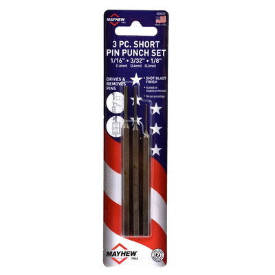 3 PC Short Pin Punch Set Carded 1