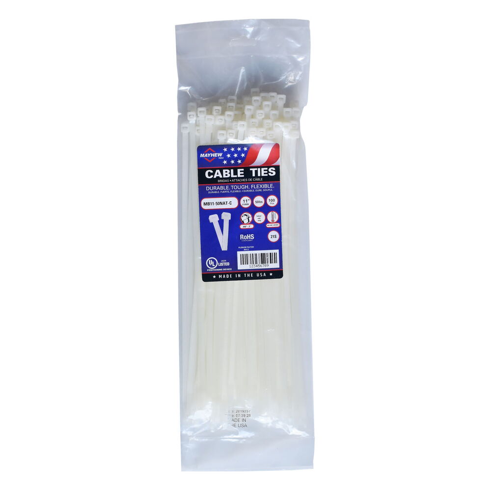 11 Inch 50 lbs Natural cable ties 100/bag 1