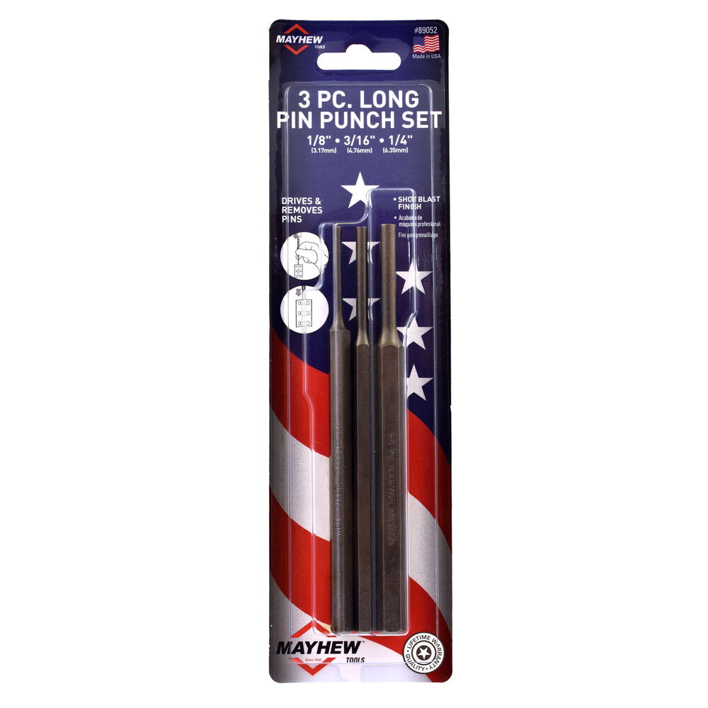 3 PC Long Pin Punch Set, Carded 1