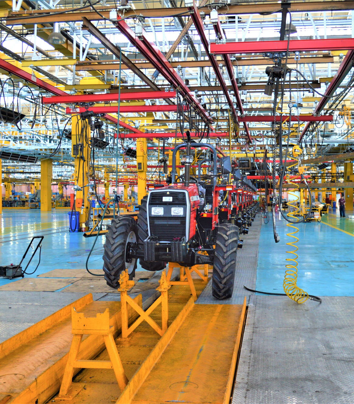 Tractor factory floor