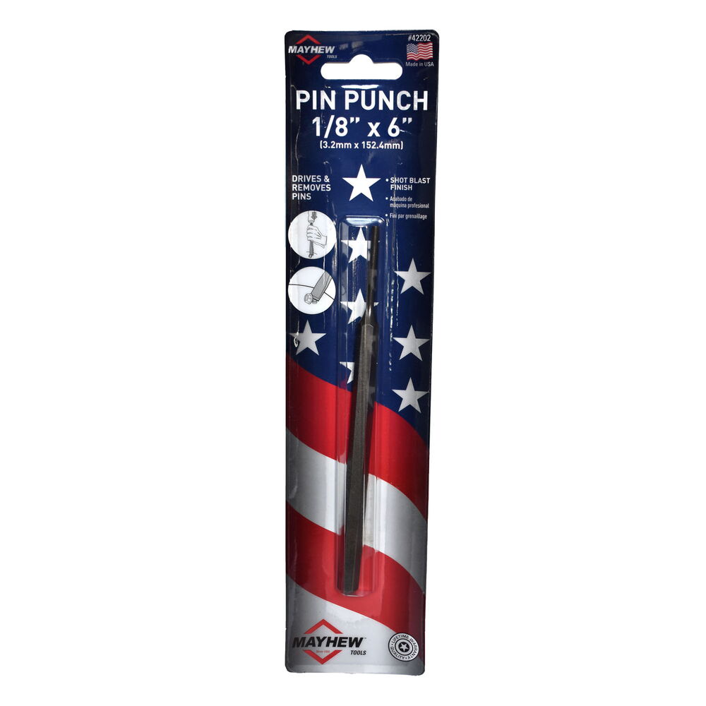 1/8" x 6" Long Pin Punch, Carded 1