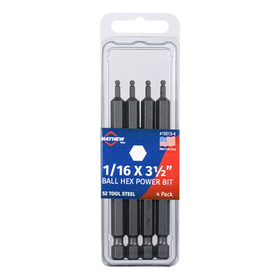1/16" x 3.5" Standard Ball Hex Power Bit 1