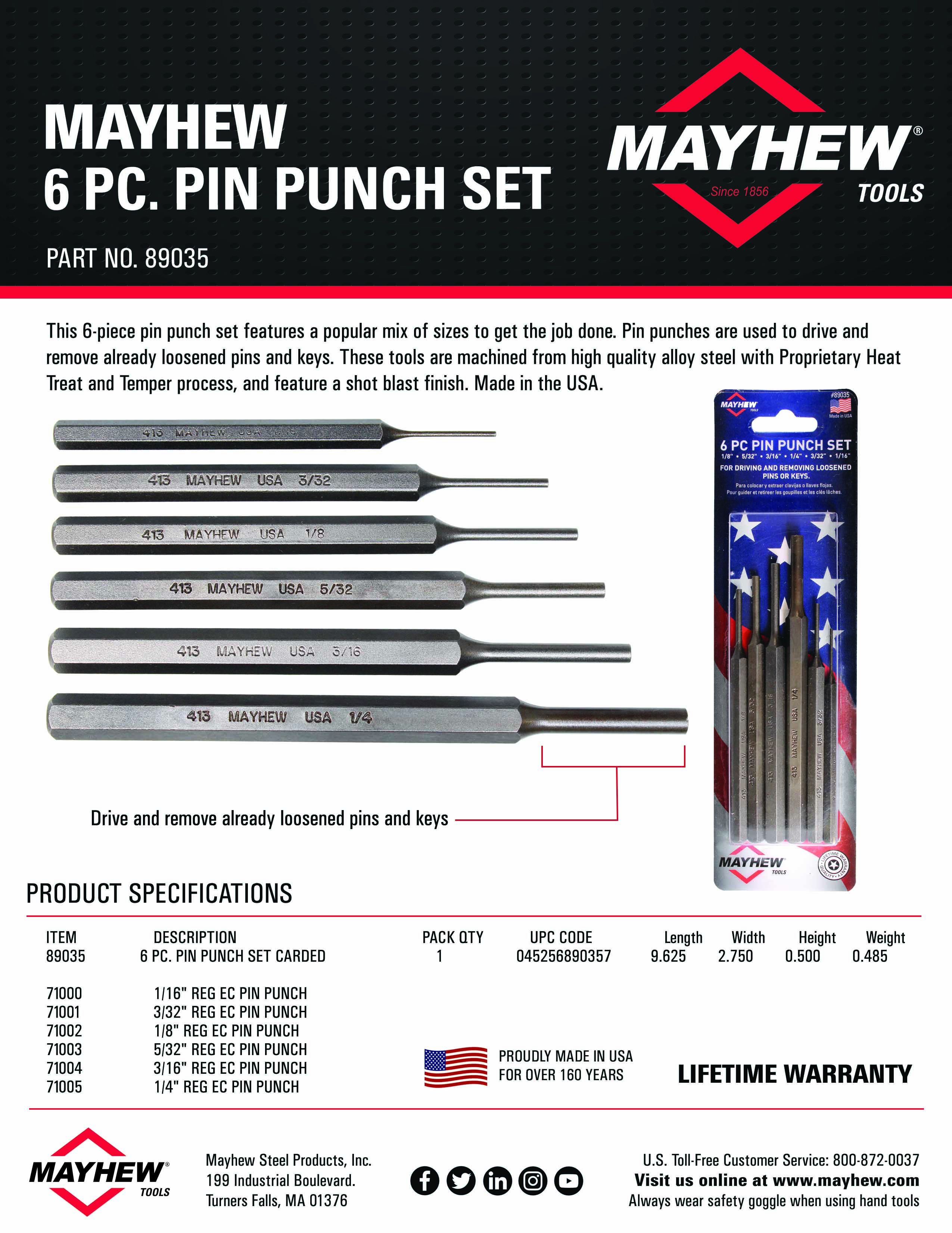 6 PC. PIN PUNCH SET
